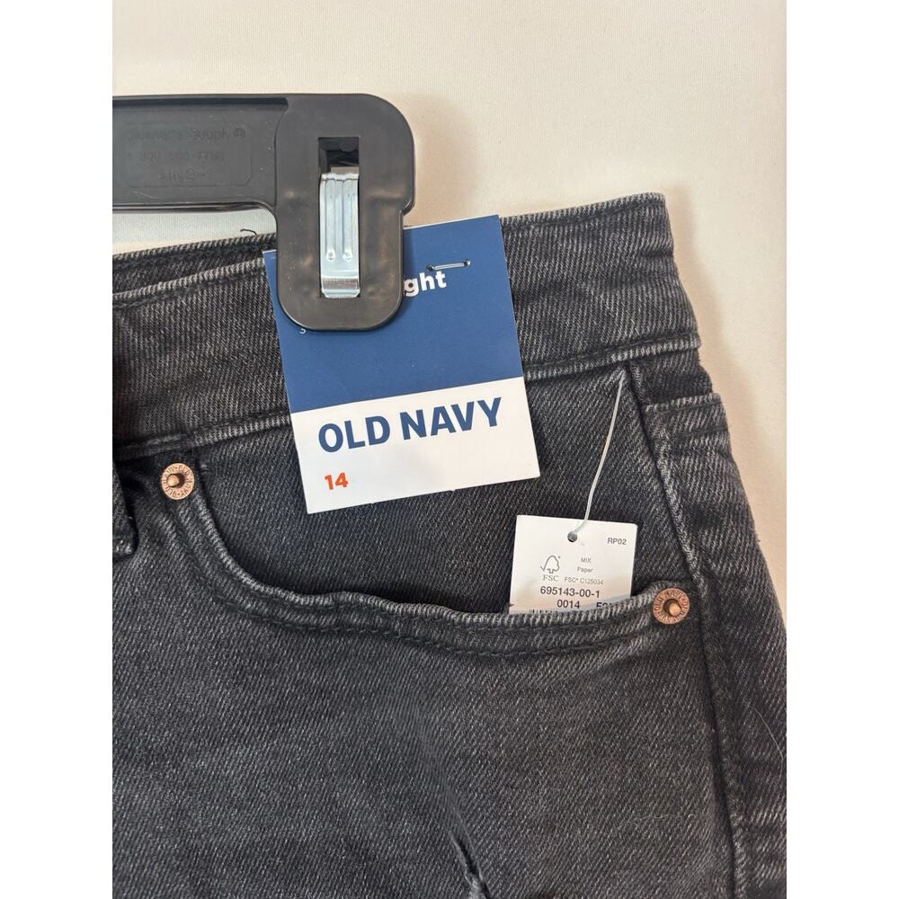 Old Navy Denim Shorts 14 Black Cut Off High Rise Pockets New - Picture 3 of 8